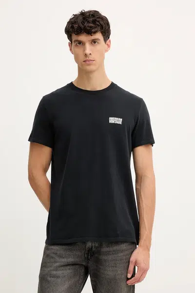 Bavlněné tričko American Vintage pánské, černá barva, MYKO02C