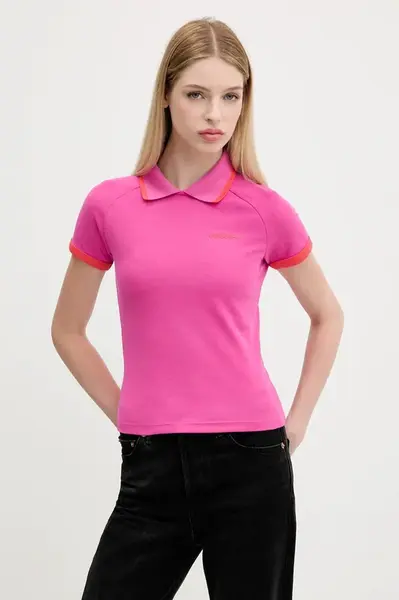 Polo tričko adidas Originals Short Polo dámské, růžová barva, JY3489