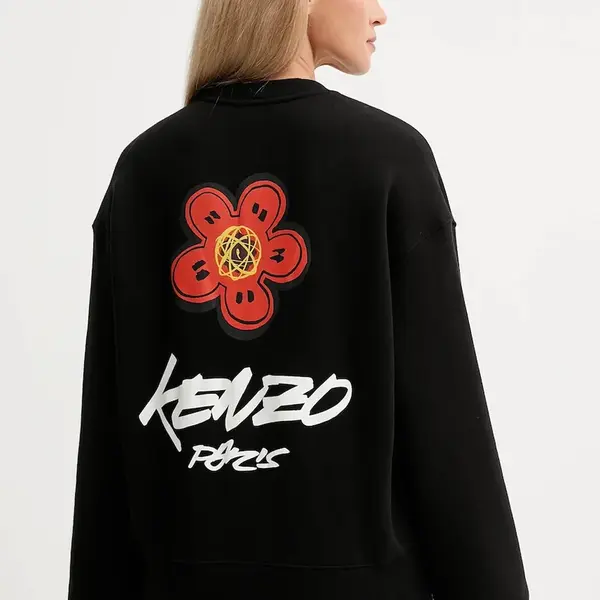 Bavlněná mikina Kenzo Kenzo x Futura dámská, černá barva, s potiskem, FF62SW4504MB