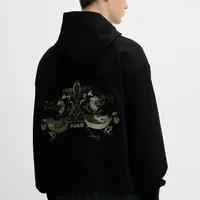 Bavlněná mikina HUGO Dimstone pánská, černá barva, s kapucí, s aplikací, 50542558