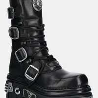 Kožené workery New Rock dámské, černá barva, na platformě, M-373-S4