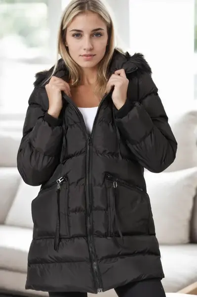 Z9763 DEWBERRY WOMEN'S COAT-BLACK
