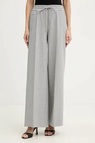 Kalhoty BOSS Tamaya dámské, šedá barva, široké, high waist, 50559362