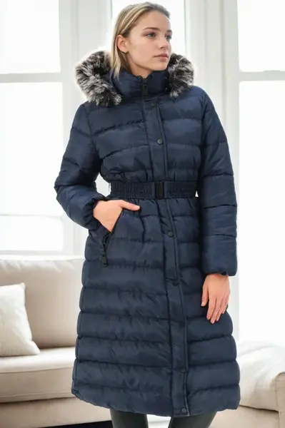 Z9779 DEWBERRY WOMEN'S COAT-NAVY BLUE