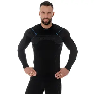 Pánské triko Brubeck Thermo s dlouhým rukávem Black/Blue L