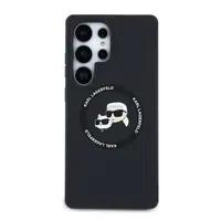 Zadní kryt Karl Lagerfeld Liquid Silicone K&CH Heads MagSafe pro Samsung Galaxy S25 Ultra, černá