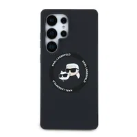 Zadní kryt Karl Lagerfeld Liquid Silicone K&CH Heads MagSafe pro Samsung Galaxy S25 Ultra, černá
