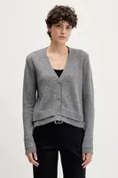 Kardigan s příměsí vlny Sisley šedá barva, 122WL602S