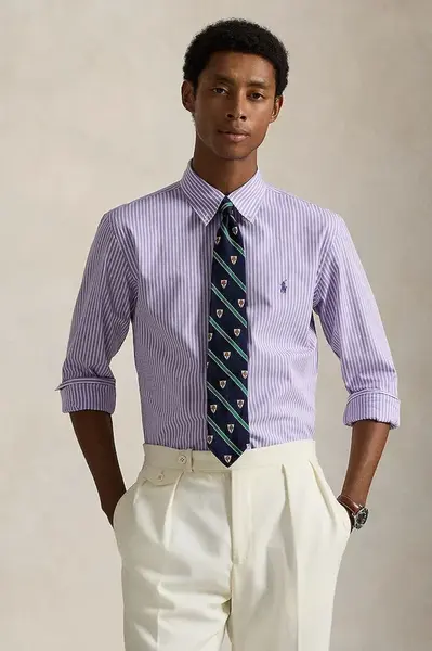 Košile Polo Ralph Lauren pánská, fialová barva, regular, s límečkem button-down, 710929346