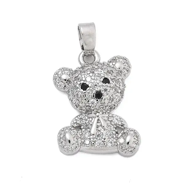 Brass Micro Pave Clear Cubic Zirconia Pendants