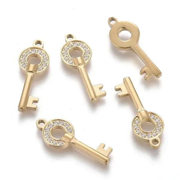 316 Surgical Stainless Steel Micro Pave Clear Cubic Zirconia Pendants