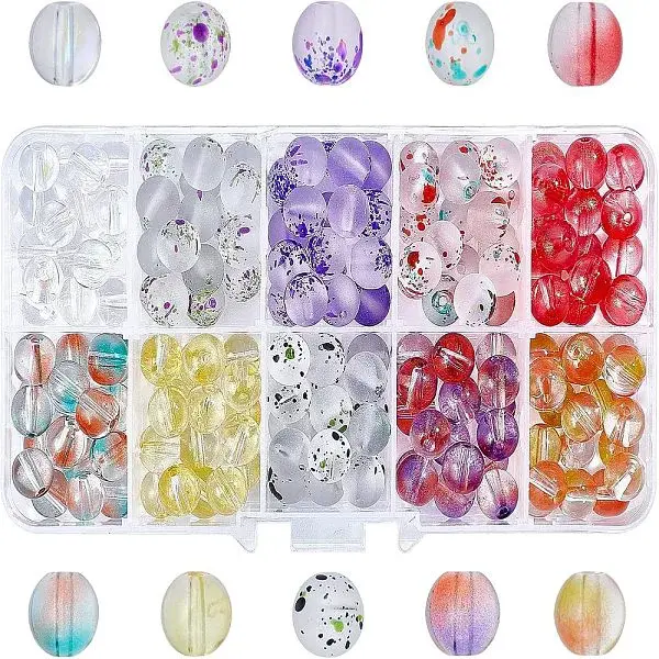 180Pcs 10 Style Glass Beads