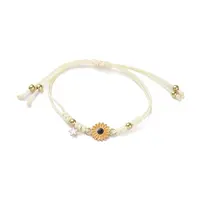 Sunflower Alloy Enamel Charms Braided Bracelets