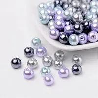 Silver-Grey Mix Pearlized Glass Pearl Beads