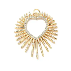 Brass Micro Pave Clear Cubic Zirconia Pendants