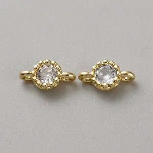 Real 14K Gold Plated Brass Pave Cubic Zirconia Links