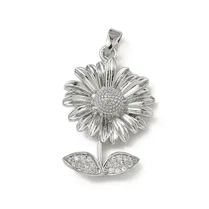 Brass Micro Pave Clear Cubic Zirconia Pendants