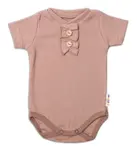 Baby Nellys Kojenecké žebrované body s knoflíčky kr. rukáv, Girl - hnědé, vel. 86