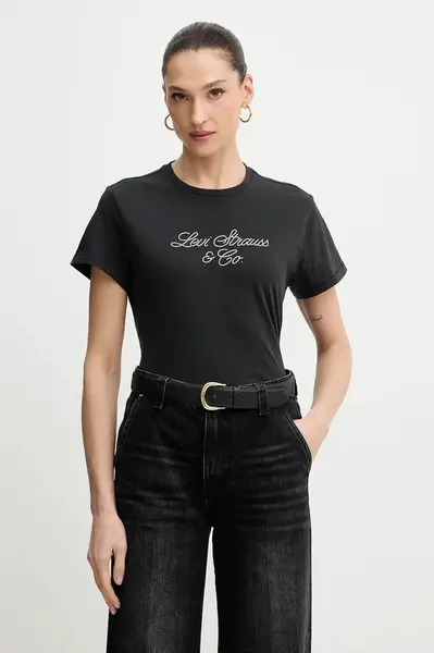 Bavlněné tričko Levi's dámské, černá barva, A2226