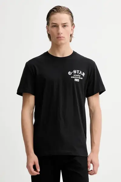 Bavlněné tričko G-Star Studio ams pánské, černá barva, s potiskem, D26862-336