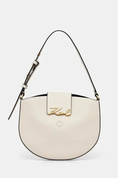Kožená kabelka Karl Lagerfeld K/SIGNATURE bílá barva, B1W30059