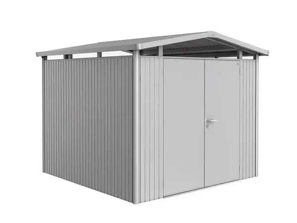Domek na nářadí Biohort PANORAMA P4, stříbrná, dvoukřídlé dveře BH13059