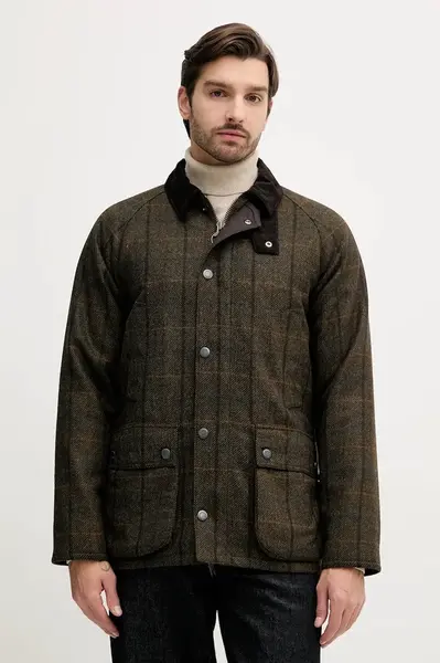 Vlněná bunda Barbour BEDALE hnědá barva, přechodná, MWO0288