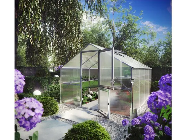 Zahradní skleník KGT Orchidee IV 4,3 x 3 m, šedá hliník