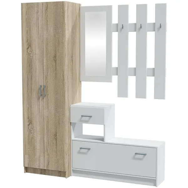 Předsíňová stěna Cora sonoma/bílá mat