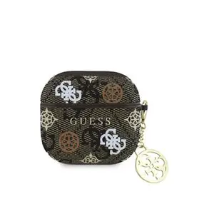 Pouzdro Guess PU 4G Peony Charm pro AirPods, hnědá