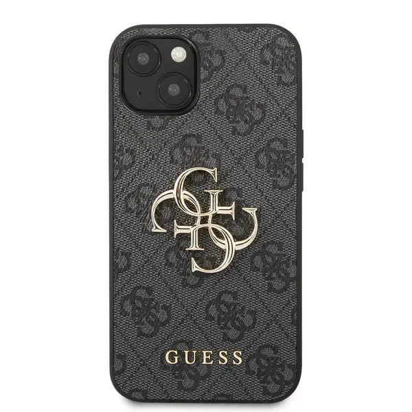 Zadní kryt Guess PU 4G Metal Logo GUHCP13M4GMGGR pro Apple iPhone 13, šedá