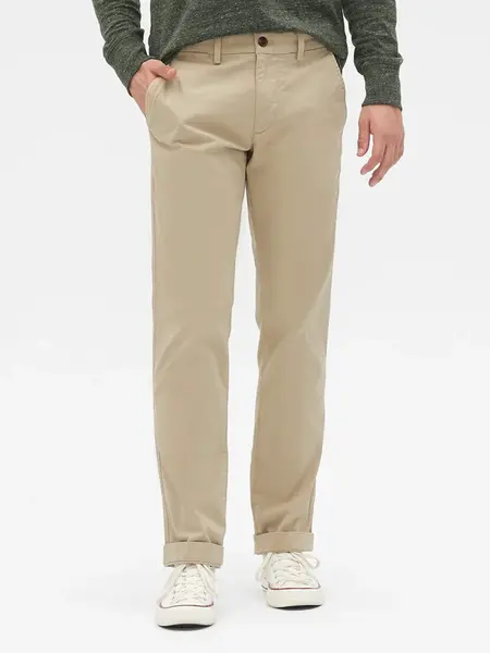 GAP Kalhoty essential khakis in straight fit with Flex - Pánské