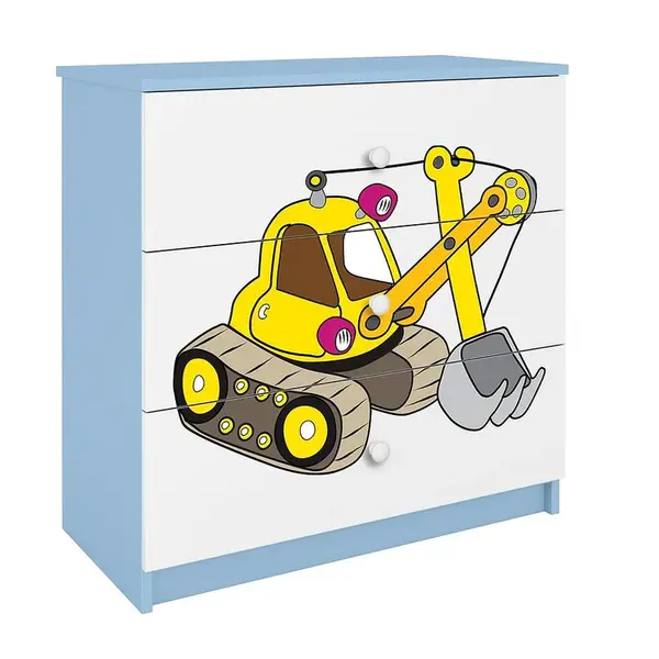 Detská komoda  Babydreams modrá – Rýpadlo