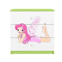 Dětská komoda Babydreams zelená - Víla 2