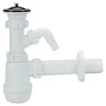 Drezový sifón Ø 50 mm fľaškový kovové sitko 2-komorový vývod pre pračku/umývačku riadu 1231