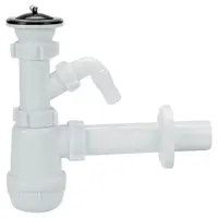 Drezový sifón Ø 50 mm fľaškový kovové sitko 2-komorový vývod pre pračku/umývačku riadu 1231