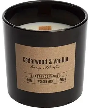 Vonná sviečka v skle s dreveným knôtom cédrovo-vanilkový SN100-095