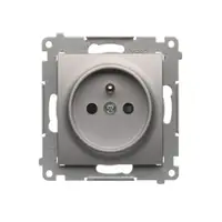 DGZ1Z/43 Zásuvka jednoduchá s uzmenením strieborná mat