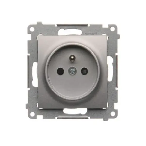 DGZ1Z/43 Zásuvka jednoduchá s uzmenením strieborná mat