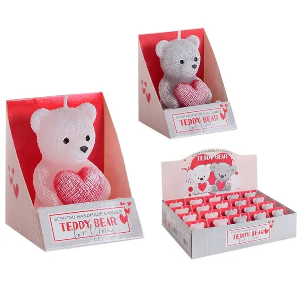 Sviečka Teddy Bear medvedík zdobená 63 g mom 20 ks