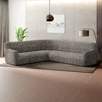 Bielastické potahy GLORIA hnědá rohová sedačka (š. 350 - 530 cm)