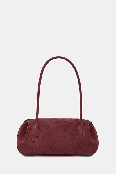 Semišová kabelka Yuzefi OYSTER vínová barva, YUZCO-HB-OYSB-S024