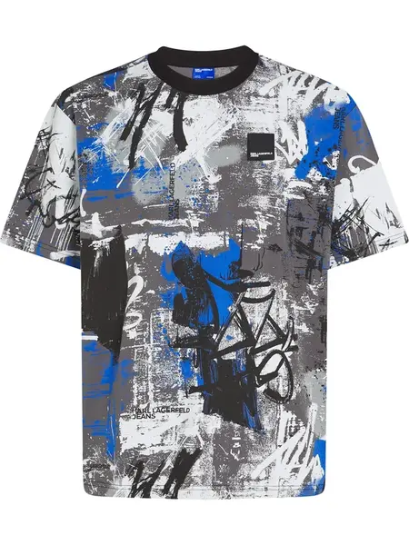 KARL LAGERFELD JEANS Tričko  modrá / sivá / čierna / biela