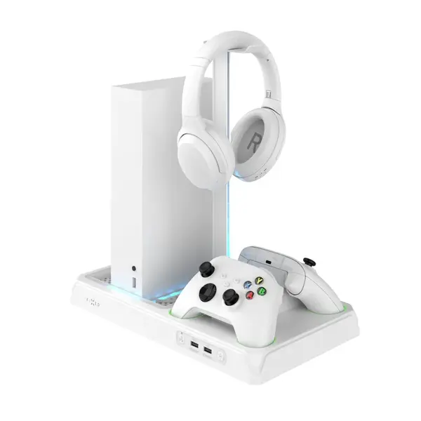 Multifunkční stanice FIXED pro Xbox Series X a S s chlazením a nabíjením pro dva ovladače, bílá