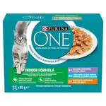 Purina ONE Indoor výběr vlhkého krmiva pro kočky - telecí, tuňákové, kuřecí 6 x (12 x 85 g)