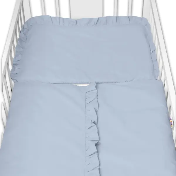 Baby Nellys 2-dílné bavlněné povlečení s volánkem SOFT,  jeans, modrá