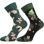 Lonka CHRISTMAS TREE 2PK Ponožky, tmavo zelená, veľkosť 23-25