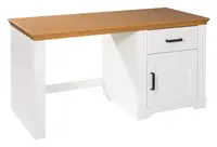 Psací stůl z masivu malcolm - bílá/dub