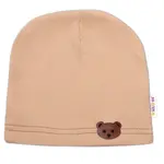 Baby Nellys Žebrovaná čepice Medvídek - béžová vel.  80/86