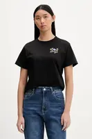 Bavlněné tričko HUGO dámské, černá barva, 50555813